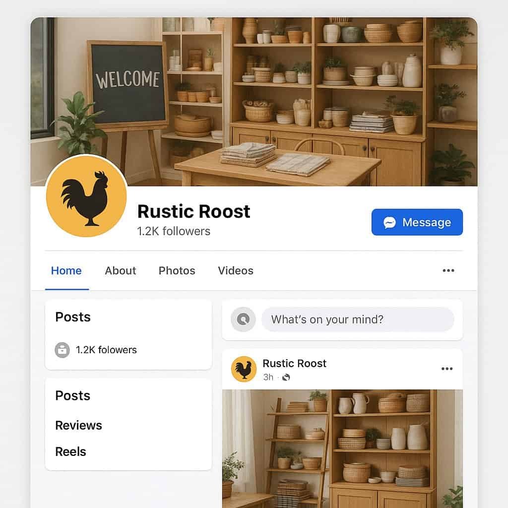 Rustic Roost facebook page sample